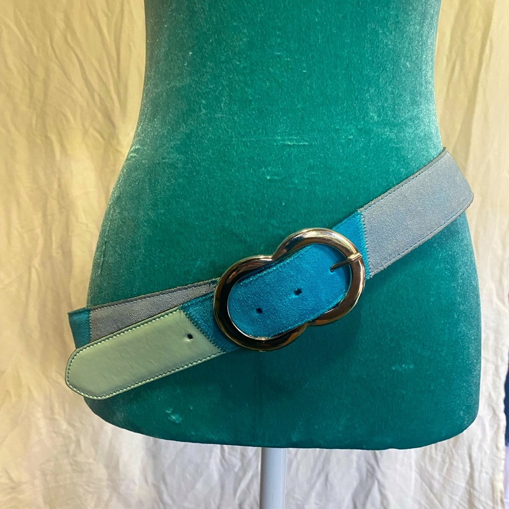 Vintage blue leather belt M